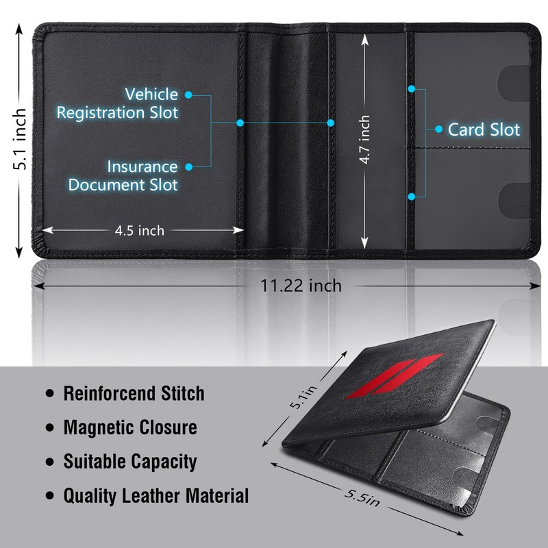 Leather Car Registration and Insurance Cards Holder Compatible with Dodge