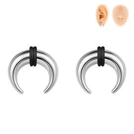 6ixGosh 00G-16G Septum Pincher Tapers Septum Rings Stainless Steel Pincher Septum Piercings C Shape Buffalo Stretcher Expander Ear Taper Set for Stretching Pierced, Black/Sliver/Gold, 42