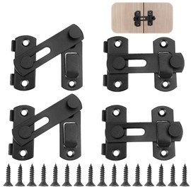 Pack of 4 Door Bolt Stainless Steel Door Bolt Black Sliding Bolt Stainless Steel Flip Latch Door Bolt Latch with Screws Sliding Lock for Doors, Windows, Pet Doors, Garden Doors
