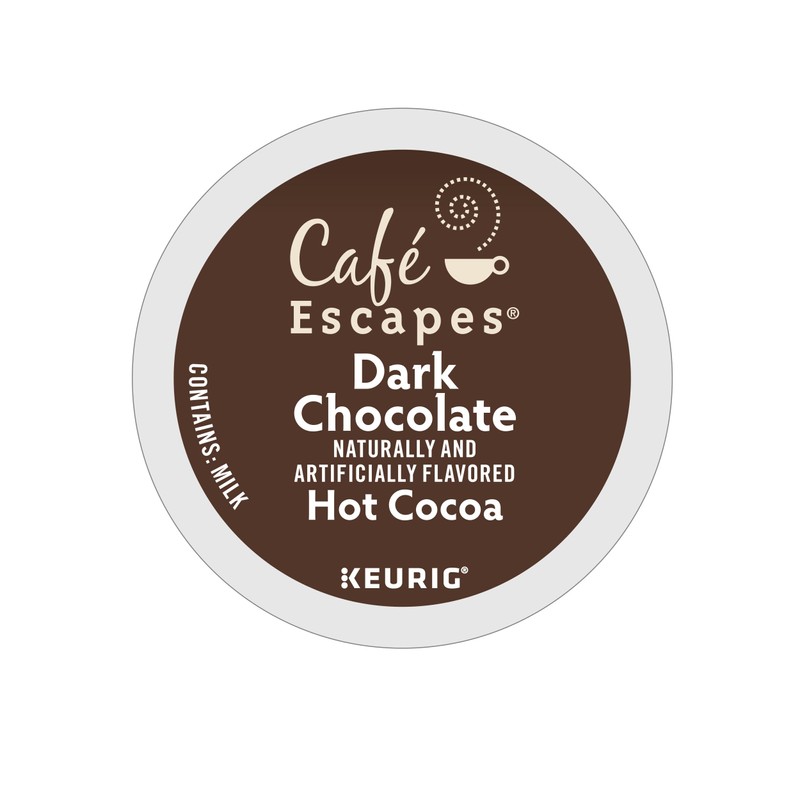 Cafe Escapes, Dark Chocolate Hot Cocoa, Single-Serve Keurig K-Cup Pods,