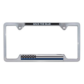 Police Flag Open Chrome License Plate Frame