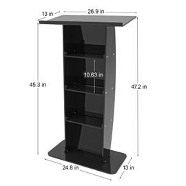 KSacry Acrylic Clear Black Podium Stand,Plexiglass Pulpits for Churches,Conference,Speeches,Weddings,Classroom,Professional Presentation Podiums