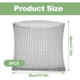 4 Stück Pflanzkorb Wühlmausschutz, Wurzelschutz aus Edelstahl für Pflanzen,45 * 40CM Wühlmauskorb für obstbäume, Metallnetzbeutel aus Edelstahl, Wurzelschutz für Bäumen, Blumen, Gemüse (45 * 40CM)