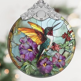 Hummingbird Christmas Ornament, Stained Glass Hanging Ornament, Christmas Tree Ornaments, Christmas Decoration, Holiday Ornament, Hummingbird Home Decor, Gift Exchange, Gift Idea