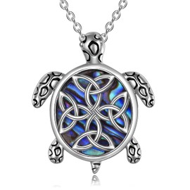 YFN Turtle Necklace Sterling Silver Celtic Knot Turtle Pendant Tortoise Jewellery Sea Turtle Gifts for Women Men