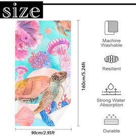 Large Quick Dry Microfibre Beach Bath Towel for Adult,Pink Turtle Sand Free Beach Towel with Bag,Lightweight Gym Yoga Sports Towel,Compact Travel Summer Beach Towel for Women Men