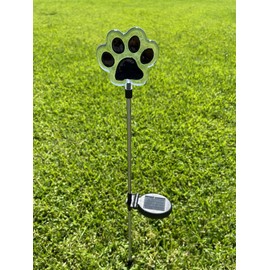 JAYXC HOME Set of 2 Clear Acrylic Dog Paw Solar Garden Yard Landscape Path Stick LED Lights