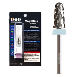 MagiBling Super Cut Tapered Barrel 3/32'' Safety Tungsten Nail Drill Bits, Remove Gel Fast, Right handed, Suitable for Manicure Pedicure Cuticle Gel Polishing, Technicians Bits, Quadruple Coarse.