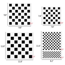 Checks Stencils, 4 Pcs Checkerboard Stencils Square Shape Stencils Assorted Sizes Reusable Mylar Plastic Templates for Painting on Wood Pillows Wall Scrapbook Card Making DIY Craft