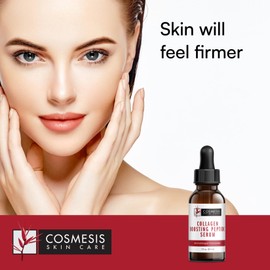 Collagen Boosting Peptide Serum - Synthesizes All Major Collagen Types, Improves Firmness, Smoothness & Reduces Wrinkles - 1 oz. Cosmesis