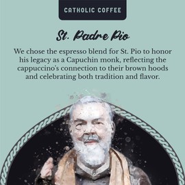 Catholic Coffee Padre Pio | Medium/Dark Roast Ground Coffee – Dark Cherry & Chocolate Notes | 12oz Bag – Catholic Gift Inspired by a Mystic and Healer