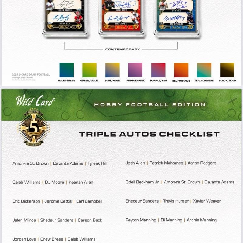 2024 5 Card Draw Football Wild Card Hobby Box!! -