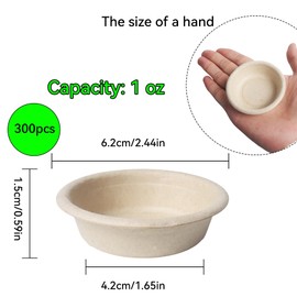 Klmnop 300 Pack Paper Gecko Food Cups, 1oz Reptile Feeding Dish, Food Bowl Ledge Accessories for Crested Gecko Reptiles Pets(Natural)