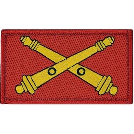 U.S. Army Field Artillery Branch Crossed Cannons Embroidered Patch - 3.5 X 2 Inch Hook Fastener Backing P644