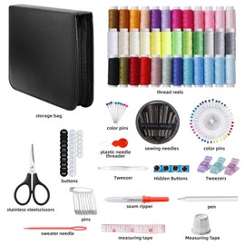 JUNING Sewing Kit with Case 168pcs Portable Sewing Accessories and Supplies for Home Traveler, Adults, Beginner, Emergency, Kids Contains Thread, Scissors, Needles, Measuring Tape