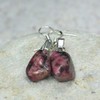 Custom Tumbled Rhodonite Stone Dangling Earrings - 1 Set