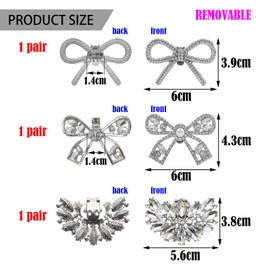 TYXHXTF 6 Pcs Shoe Clips, Crystal Rhinestone Shoe Decoration, Detachable Elegant Shoe Charms Shoe Buckles, Silver Bridal Shoe Decorations, for Women Wedding Prom Party High Heels Accessories