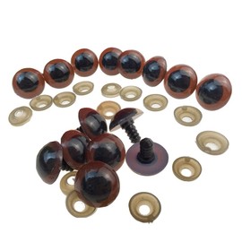 100Pcs Plastic Safety Eyes Craft Eyes with Washer for DIY Teddy Bear Puppet Animal Stuffed Toys Doll Making Supply (Brown 20mm)