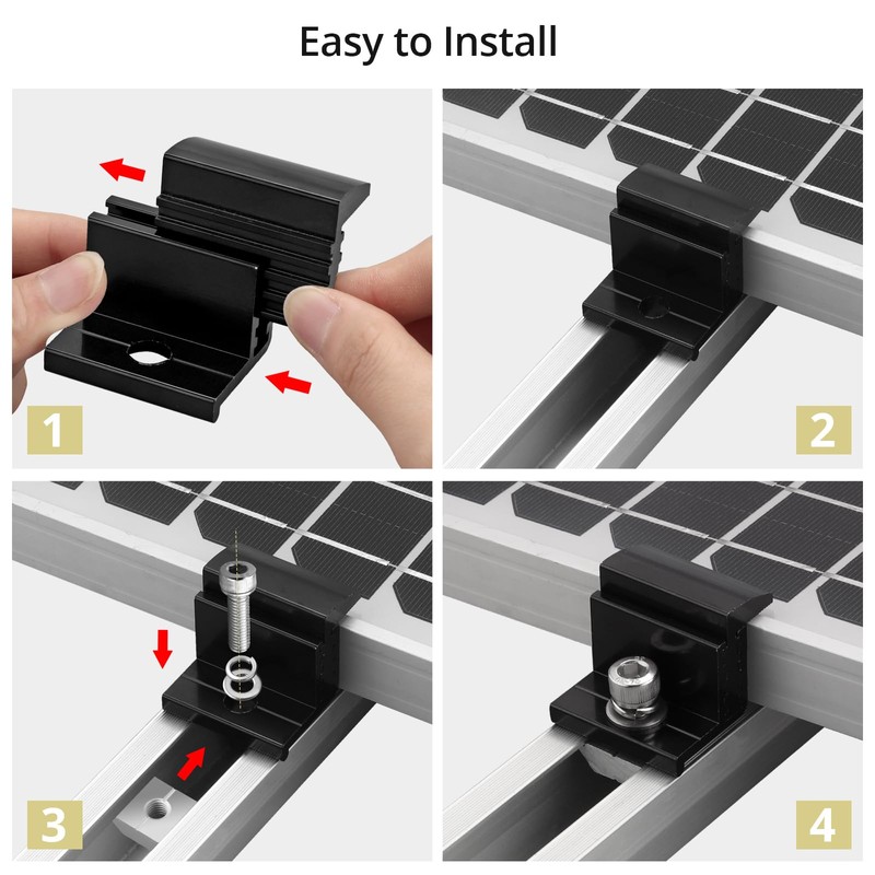 Anbte 10pcs Solar Panel Mounting Brackets 30-50mm Adjustable, Aluminum Solar