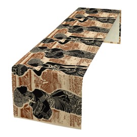 African Tribal Table Runner, African Black Women Table Runner Decor for Dinning Room Kitchen Home Vintage Pattern Table Runner Decorations for Holiday Party, 13X36Inches