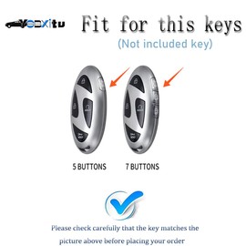 Ysbxitu Car Key Case with Round Key Fob Accessories Fits Hyundai Ioniq 5 6 KONA SX2 Grandeur GN7 2023 2024 Remote Control Key Box Scratch-Resistant Remote Key 7 Buttons White