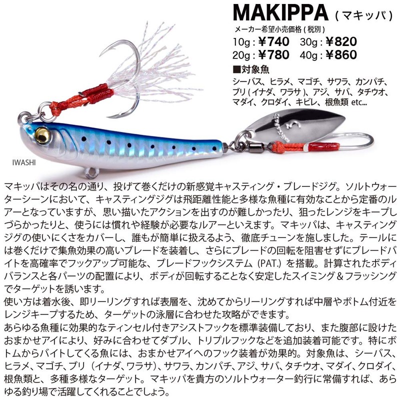 Megabass Makippa Metal Jig, 0.7 oz (20 g), Pink Iwashi