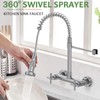 Wall Mount Kitchen Faucet, Hurran Brushed Nickel Kitchen Sink Faucet,