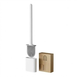 RV Essentials, RV Toilet Brush, Toilet Brush Silicone Won't Damage Toilets, Wall Mounted Toilet Brush White-Anti-Roll, Anti-Drip Design, Suitable for RV Travel Trailers and Campers, Camper Must Haves