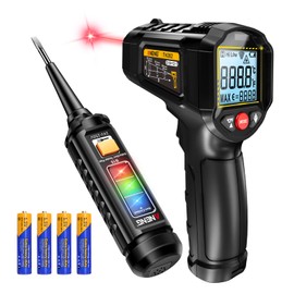 ANENG Infrared Thermometer,Digital Non Contact Laser Temperature Gun, for Industrial,Meat,Pizza Oven,Reptile,BBQ,Refrigerator,Kitchen,with Backlit LCD,-58°F~1112°F(-50°C~600°C)&B15 Voltage Tester