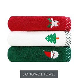 Songwol Towel [Songwol] Christmas Friends 1 sheet, Green Santa / 송월타올 [송월] 크리스마스 프렌즈 1매, 초록산타