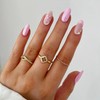 24Pcs Pink Press on Nails Medium Almond Fake Nails with