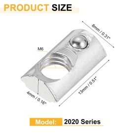 sourcing map Roll-in Spring M6 T Nut, Roll Ball Elastic Nuts for 2020 Series Aluminum Extrusion Profile Suitable for Aluminum Profile with 6.5mm Groove Depth, Pack of 10