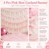 4 Pcs Pink Bow Garland Banner Pre Strung