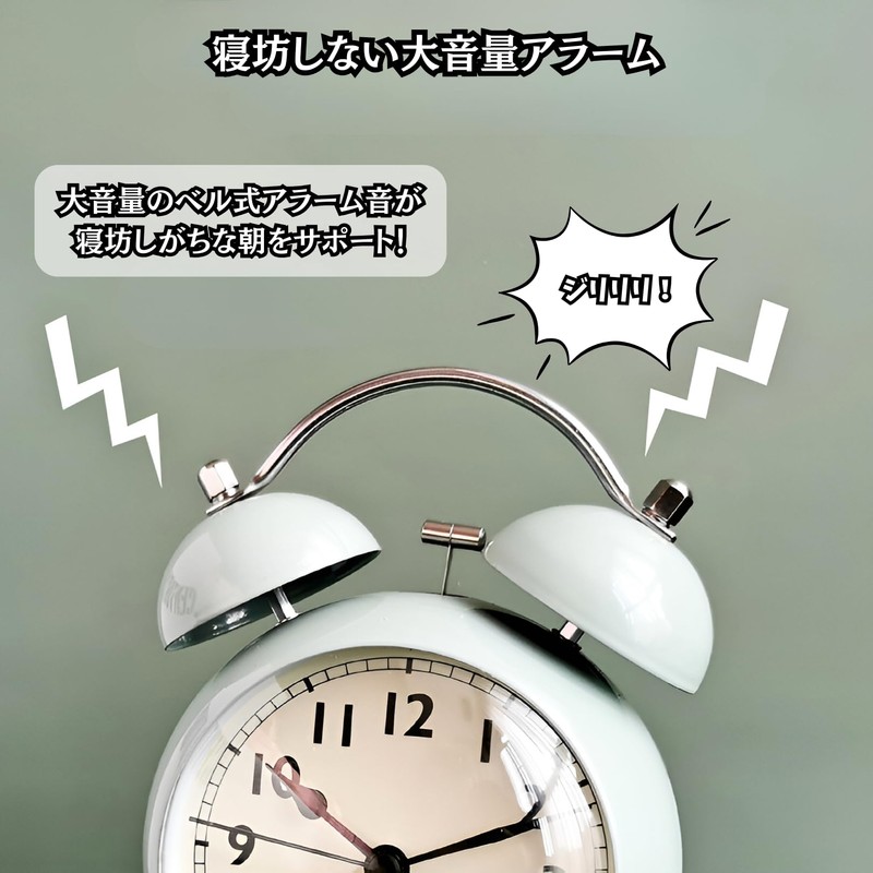 Charmoon Analog Alarm Clock, Loud Loud Bell Type, Continuous Second