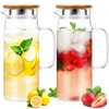 2 Pcs Glass Pitcher Water Pitcher with Lid Hot Cold