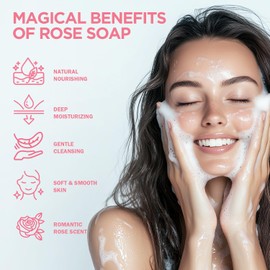 Princess Belle Rose Soap Bar, Rose Scented Soaps for Women Gift, Natural Soap Bar for Face and Body, Moisturizing Bar Soap for All Types Skin, 2 Pack