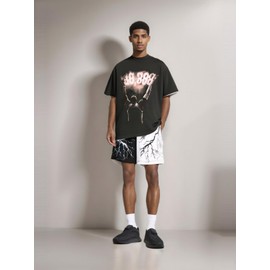 GINTPK Mens Graphic Shorts Sports Cool Mesh Basketball Shorts Casual Flat Front Drawstring Shorts Print Lightning S