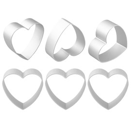 FAZHBARY 6 Counts Heart Cookie Cutter Set Small Metal Valentine's Day Cookie Cutters Heart Shaped Cookie Candy Food Mold Cutters