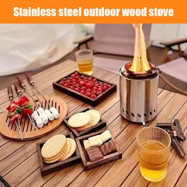 Hojalis Tabletop Fire Pit, 2025 Upgraded Smokeless Stainless Steel Tabletop Fire Pit, Mini Table Top Firepit with Carry Bag, Portable Smokeless Tabletop Firepit for Camping Outdoor Patio Garden Picnic