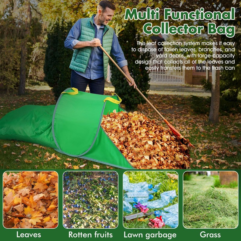 Leaf Collector with Extension Lawn Bags,Portable Pop Up Leaf Bag,Thickened