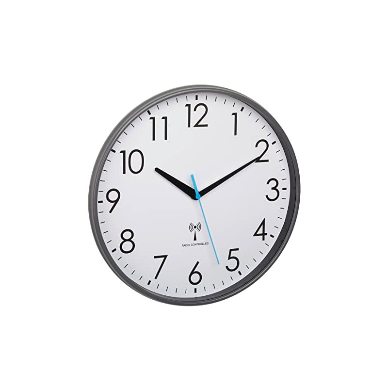 TFA Dostmann Analogue Radio-Controlled Wall Clock, 60.3549.10, with Plastic Frame,