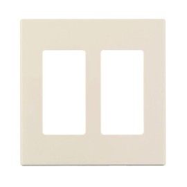 Leviton 80309-ST Decora Plus&trade Decora® 2 Gang Standard-Size Screwless GFCI Decorator Wallplate Snap-On Mount, Polycarbonate, Light Almond,