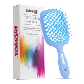 Maxmana Secret Detangler Hair brush,Detangling Brush, Massage Curl Comb for for Women, Men,Girls and Kids for Natural Curly Wet Dry Thick Straight Long Hair (BLUE+ROSE RED)