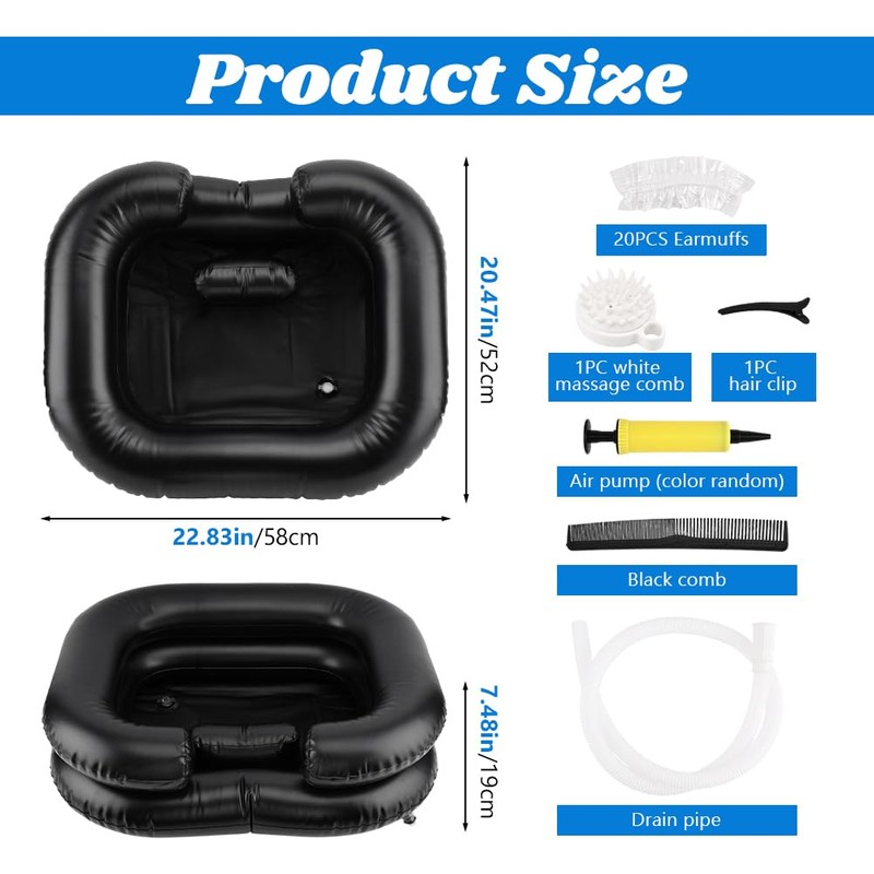 Inflatable Shampoo Basin, Portable Wash Hair in Bed with Inflatable