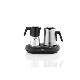 Arzum Okka Moka Pot with Milk Frother, Hot Beverage and Turkish and Greek Coffee Maker, Velvetiser, 120V, 5 Cups, Programmable Touch Panel, Chrome