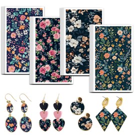 OLYCRAFT Transfer Paper for Clay with Flowers, 4 Design, Pack of 24 Transfer Paper for Polymer Vintage Flowers, Transfer Sheets for Polymer Clay, Dark Dyed Flowers, Small Transfer Paper