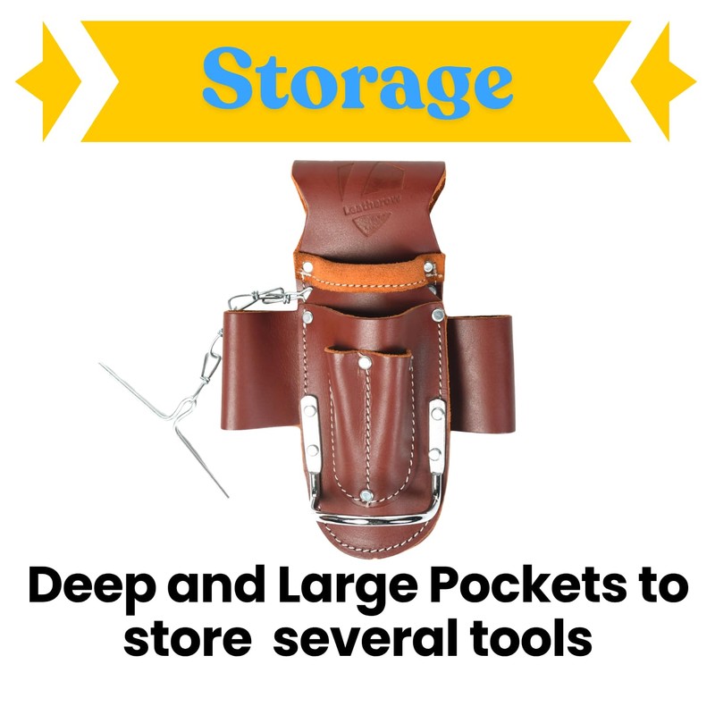 Heavy-Duty Full Grain Leather Tool Belt for Electricians – Multi-Pouch