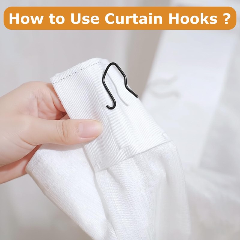 100 Pack Black Metal Curtain Hooks Pin-On Drapery Hooks,Suitable for