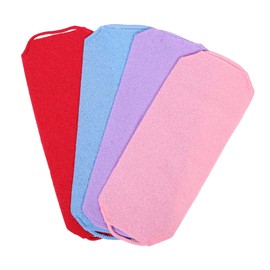 NOLITOY 4pcs Shower Back Scrubber - Bath Exfoliating Cloth for Dead Skin Removal Towel with Stretchable Handles for Home Bathroom Travel Shower