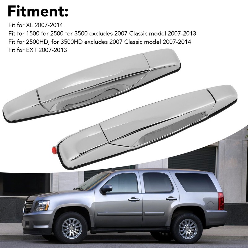 2pcs Exterior Chrome Door Handle ABS Plastic Automotive Outside Door